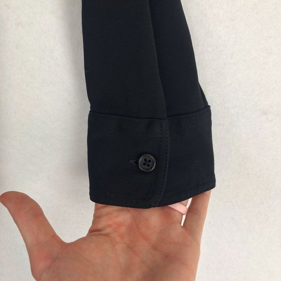 LRL Lauren Ralph Lauren Women's Size Medium Black Button Front Collared Dress - Picture 4 of 9